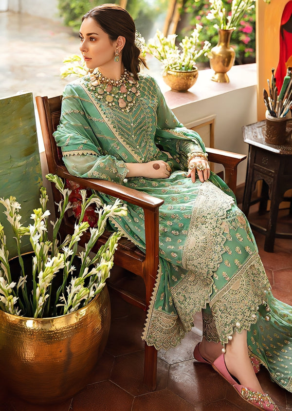 Afroze Chiffon Embroidered Unstitched 3PC LU-2344 - alternate view