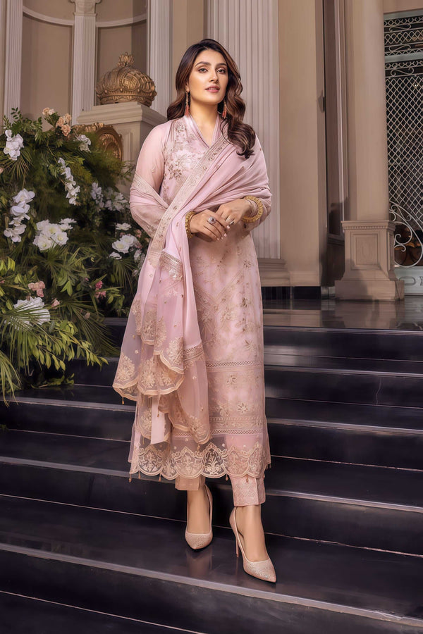 Azure Chiffon Embroidered Luxury Unstitched 3PC SE-1035 - alternate view