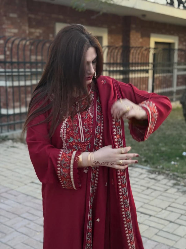 Aneelas Dhanak Embroidered Unstitched 3PC NF-2440 - alternate view
