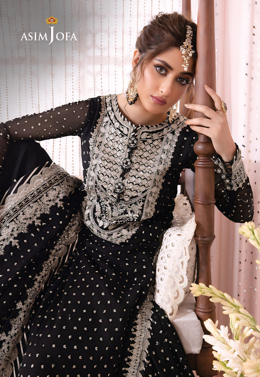 Asim Jofa Luxury Embroidered Chiffon Unstitched 3PC Suit — Sequence Edition - alternate view