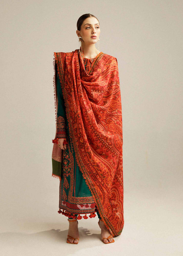 Hussain Rehar Dhanak Embroidered Unstitched 3PC FF-2564 - alternate view