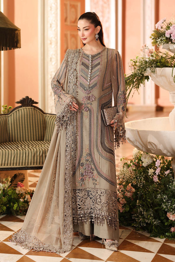 3 Piece Embroidered Chiffon Suit — Mouse Grey