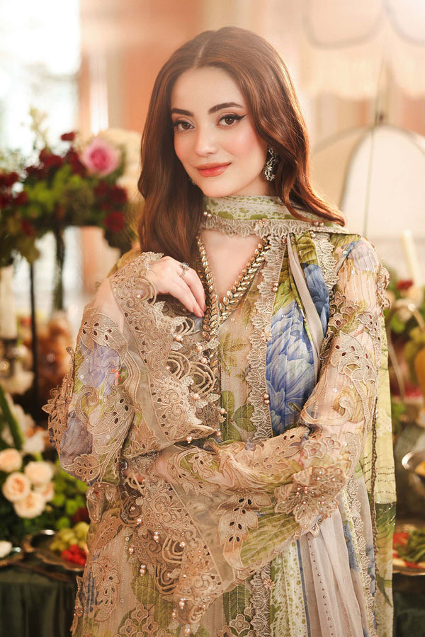 3 Piece Embroidered Chiffon Suit — Coffee