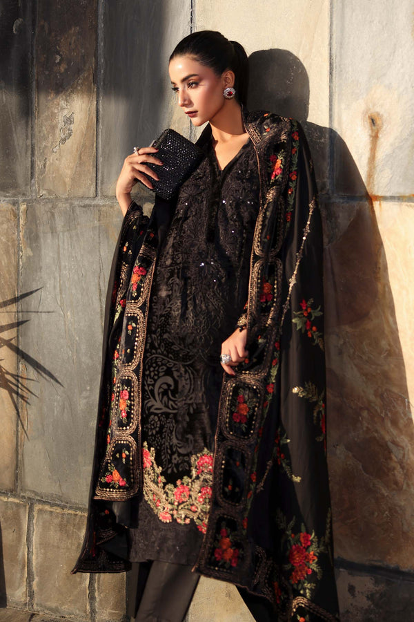 3 Piece Embroidered Palachi Suit — Black