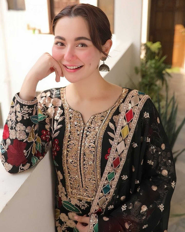 Haseen Mehnaz Chiffon Embroidered Sequence Luxury Unstitched 3PC Suit