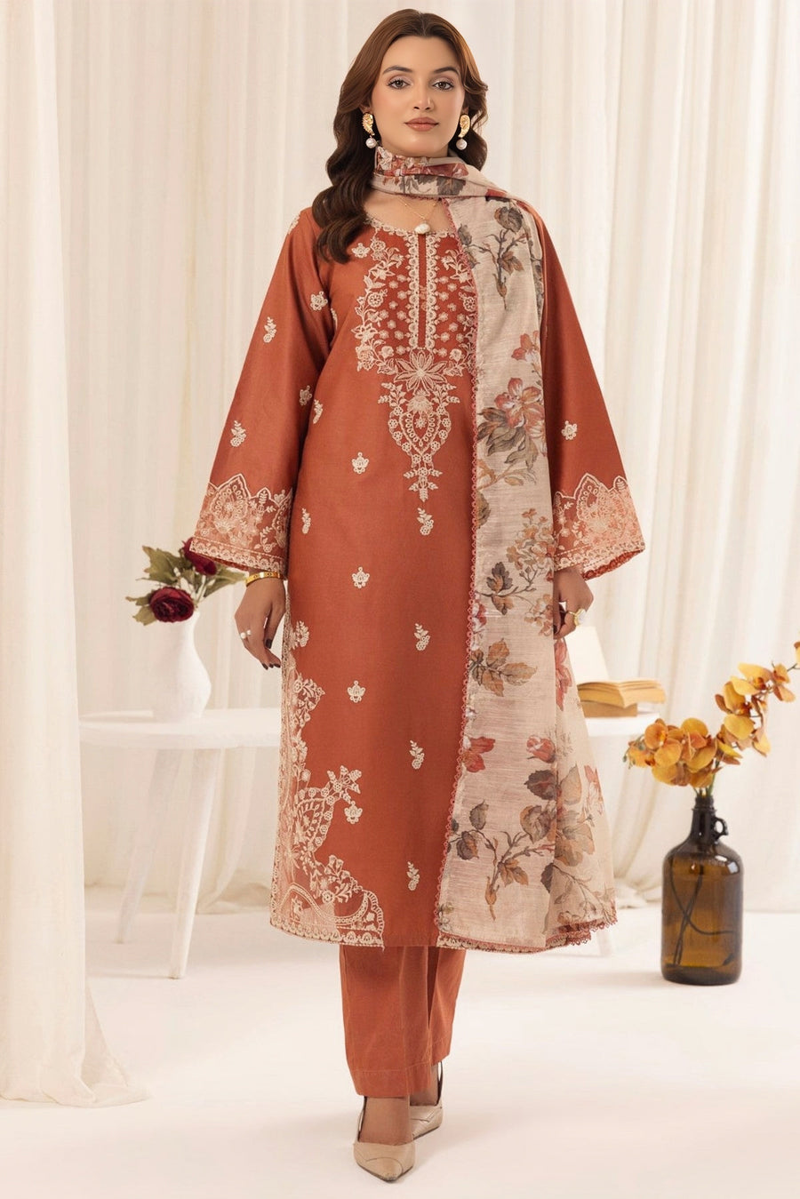 Mohagni Dhanak Embroidered Unstitched 3PC FF-2408