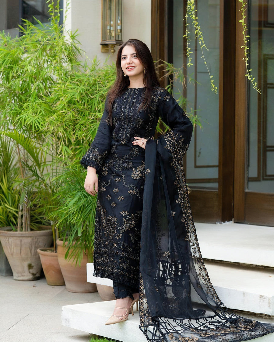 Nisa Dhanak Embroidered Unstitched 3PC FF-2576 - alternate view