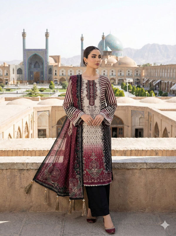 Lulusar Silk Embroidered Unstitched 3PC SK-2418 - alternate view