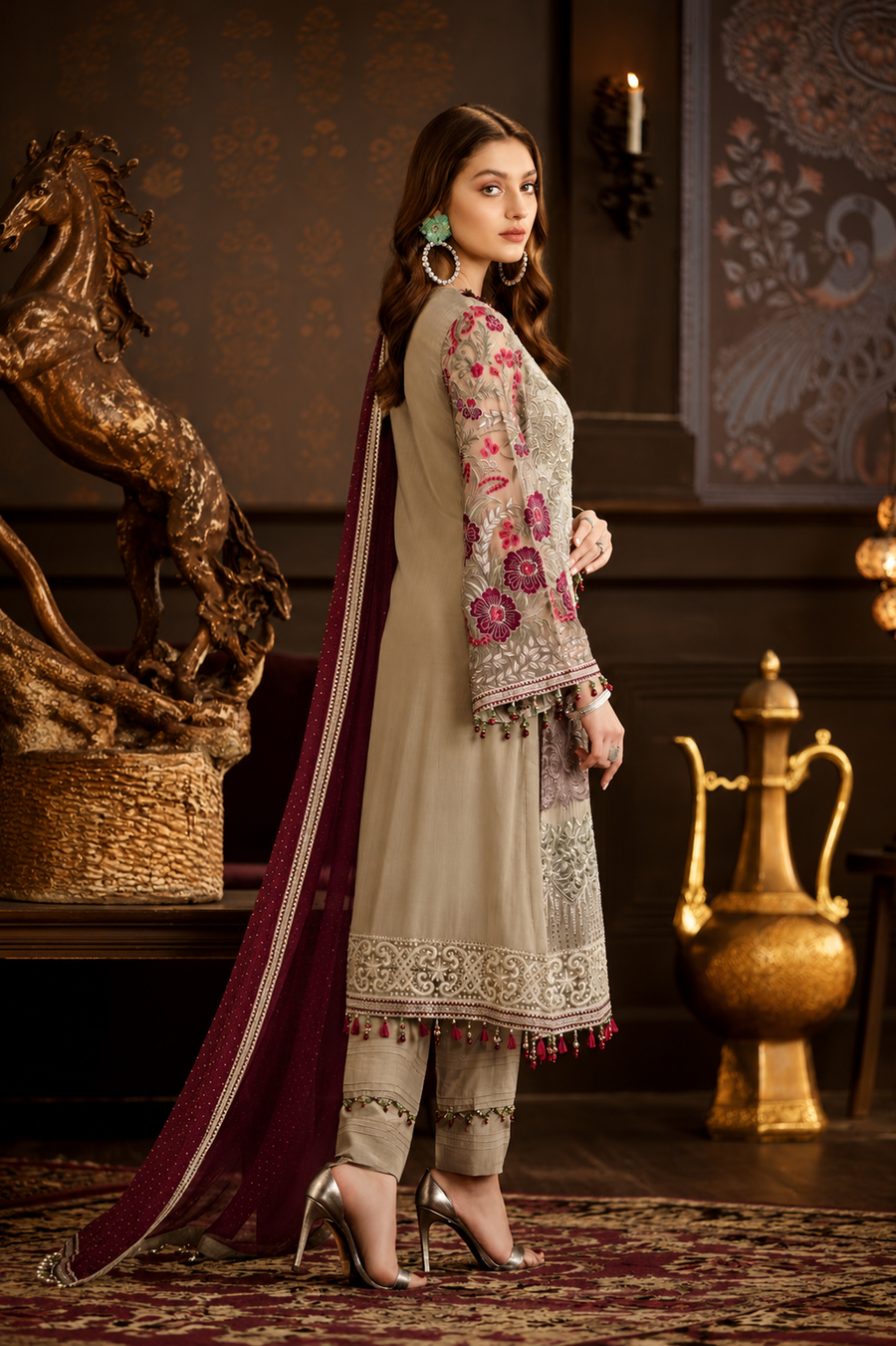 Flossie Chiffon Embroidered Unstitched 3PC SK-2414 - alternate view
