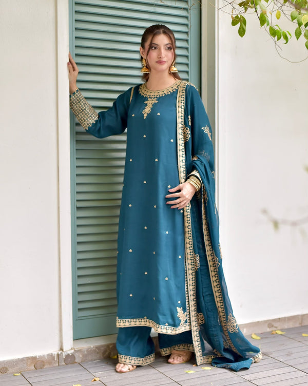 Laam Chiffon Embroidered Unstitched 3PC SK-2415 - alternate view