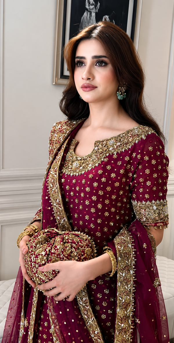 Haris Shakeel Chiffon Embroidered Unstitched 3PC SK-2406 - alternate view