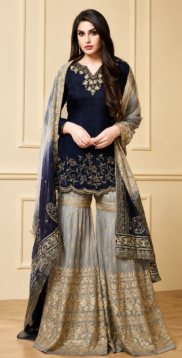 Nazakat Chiffon Embroidered Unstitched 4PC LU-1256 - alternate view