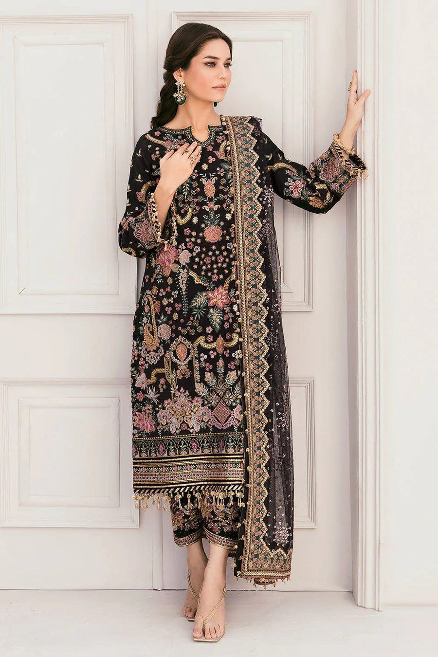 Baroque Net Embroidered Unstitched 3PC LU-131 - alternate view