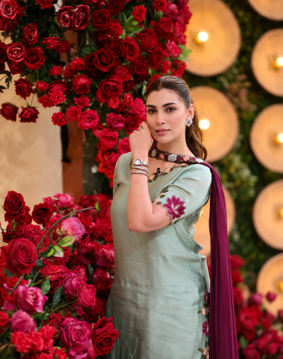 Ethnic Silk Embroidered Unstitched 3PC PD-1290 - alternate view