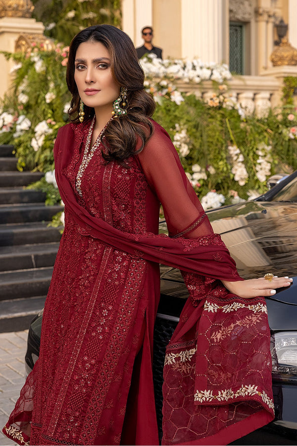 Azure Chiffon Embroidered Unstitched 3PC SK-2409 - alternate view