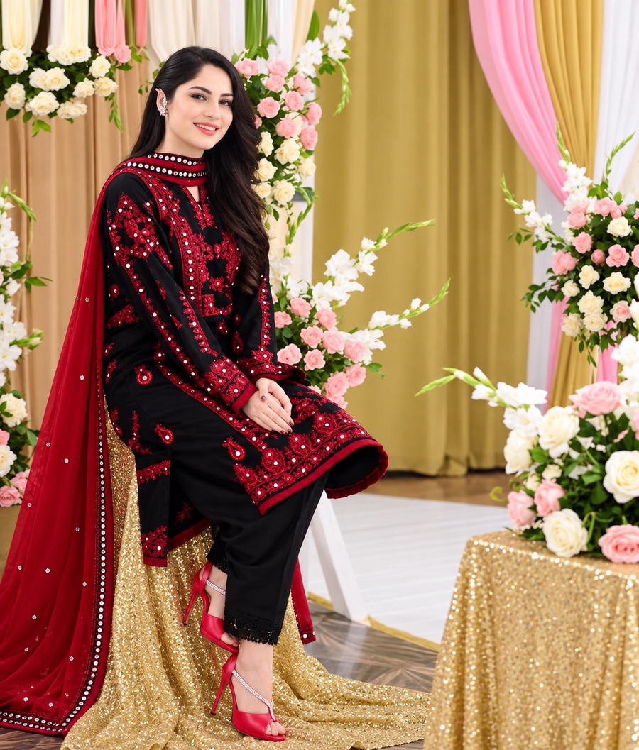 Neelum Munir Dhanak Embroidered Unstitched 3PC FF-2557 - alternate view